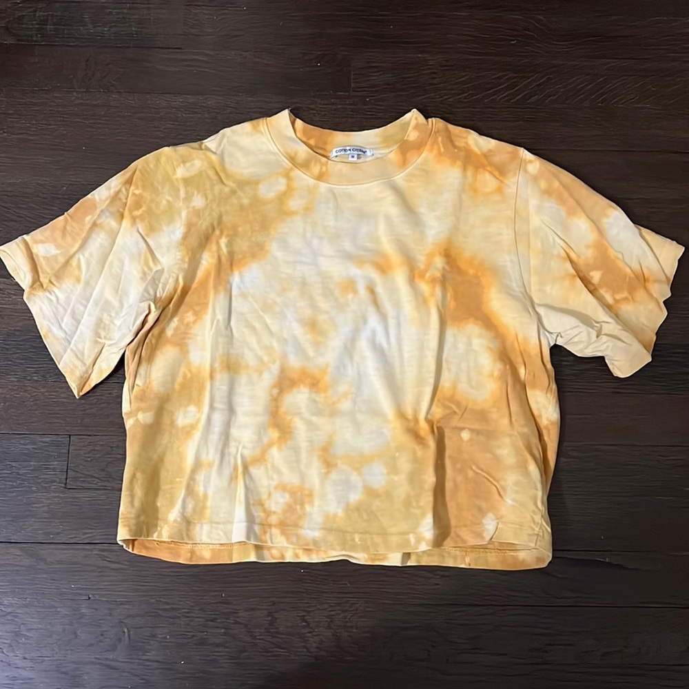 Yellow tie dye cropped T-shirt